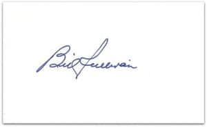 Billy Sullivan autographed index card